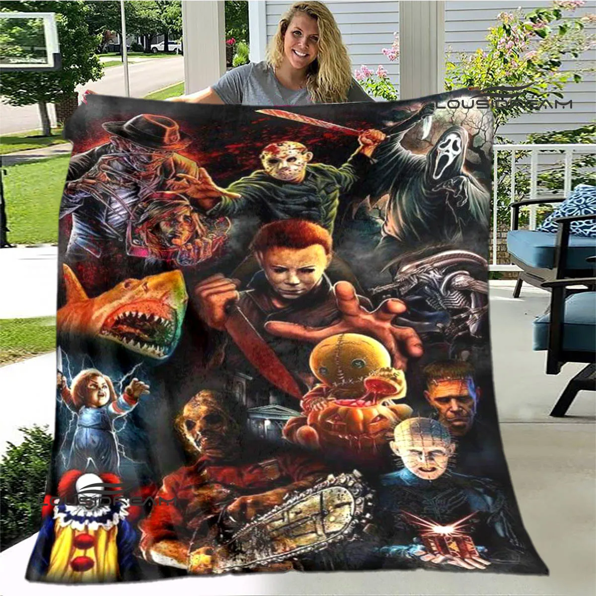 Одеяло с 3D принтом из фильма ужасов теплое Фланелевое мягкое удобное одеяло