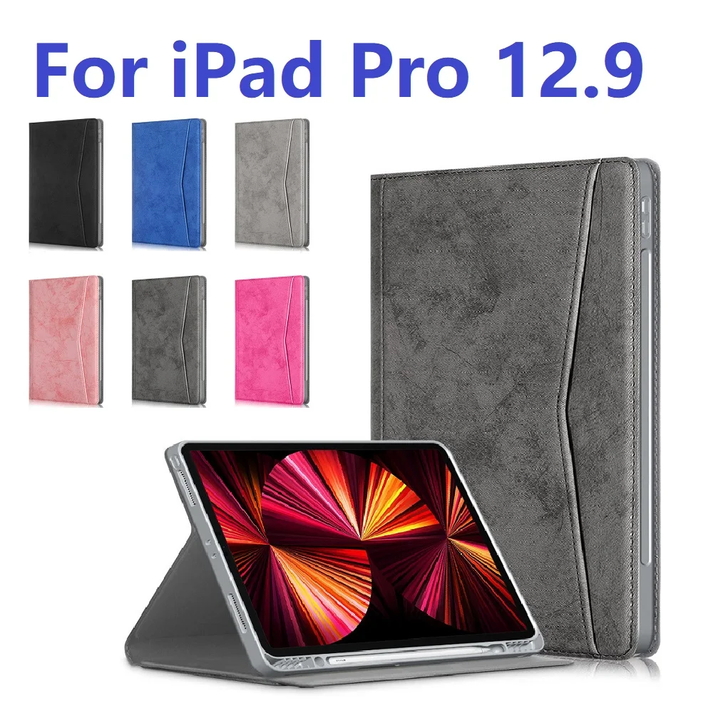 

Luxury Leather Tablet Case for Apple iPad 12.9 -inch Pro 2022 2021 2020 2018 Protect Cover with Wallet