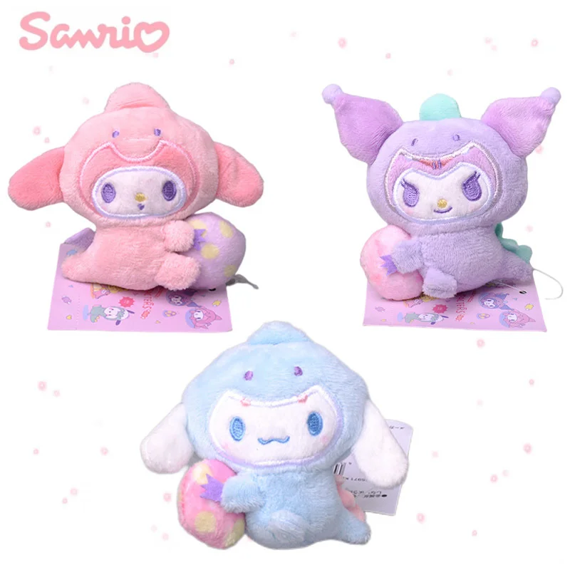 

10CM Anime Sanrioed Cosplay Dinosaur Plush Toys Kawaii My Melody Kuromi Cinnamoroll Plushie Doll Keychain Bag Pendant Kids Gifts