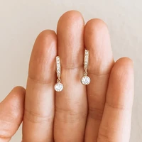 new simple trendy gold plated tiny crystal earrings for women shine white cz stone inlay fashion jewelry ol lady party gift