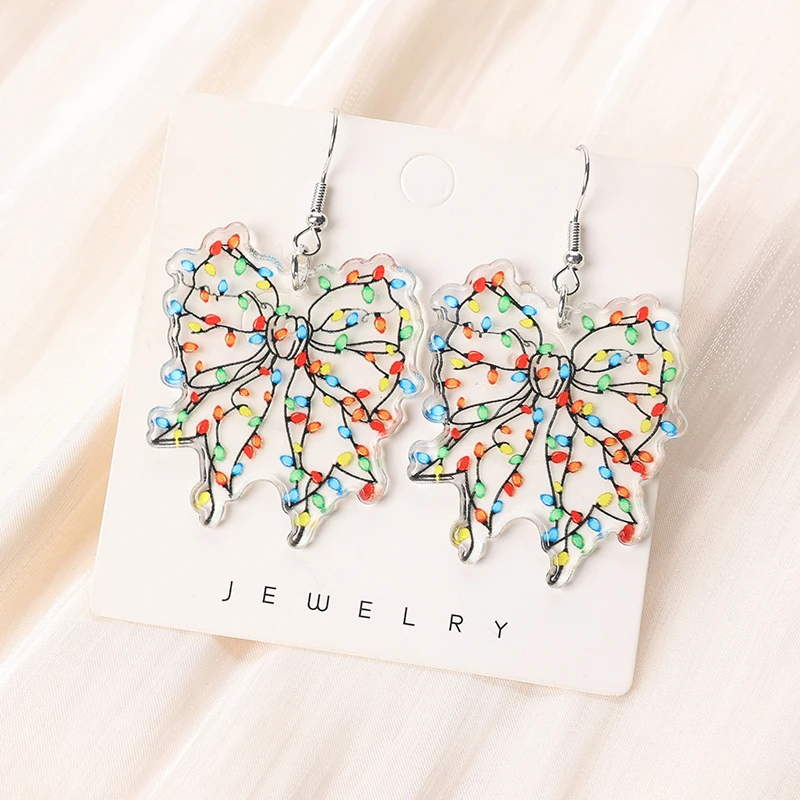 1 пара рождественских животных женские висячие серьги акриловый бант OMG