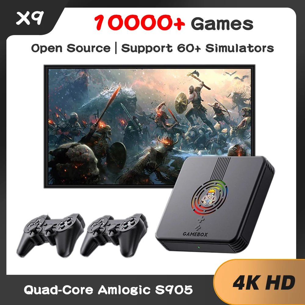 X9 Retro Video Game Box Built in 10000+ Games 60 Simulators 4K HD Family Games Console Wireless Controller Open Sourse System