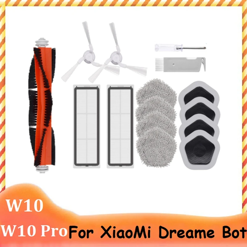 

15Pcs Main Side Brush HEPA Filter Mop Cloth And Mop Holder For Xiaomi Dreame Bot W10&W10 Pro Robot Vacuum Cleaner Kit B