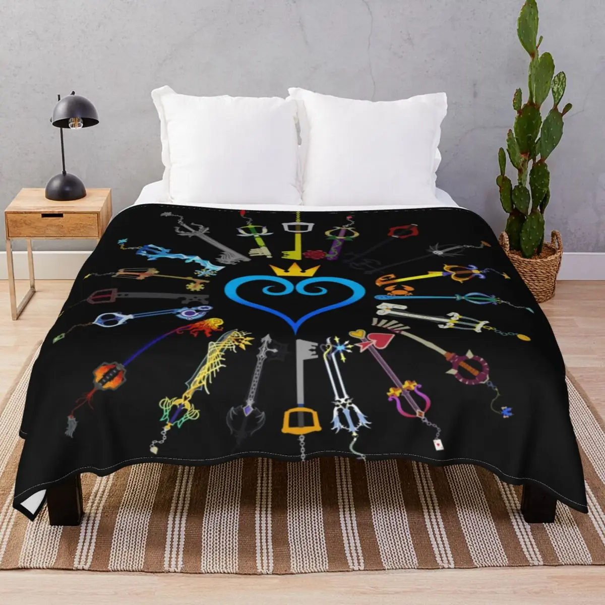 Kingdom Hearts Keyblades Blanket Flannel Decoration Lightweight Throw Blankets for Bedding Home Couch Travel Office