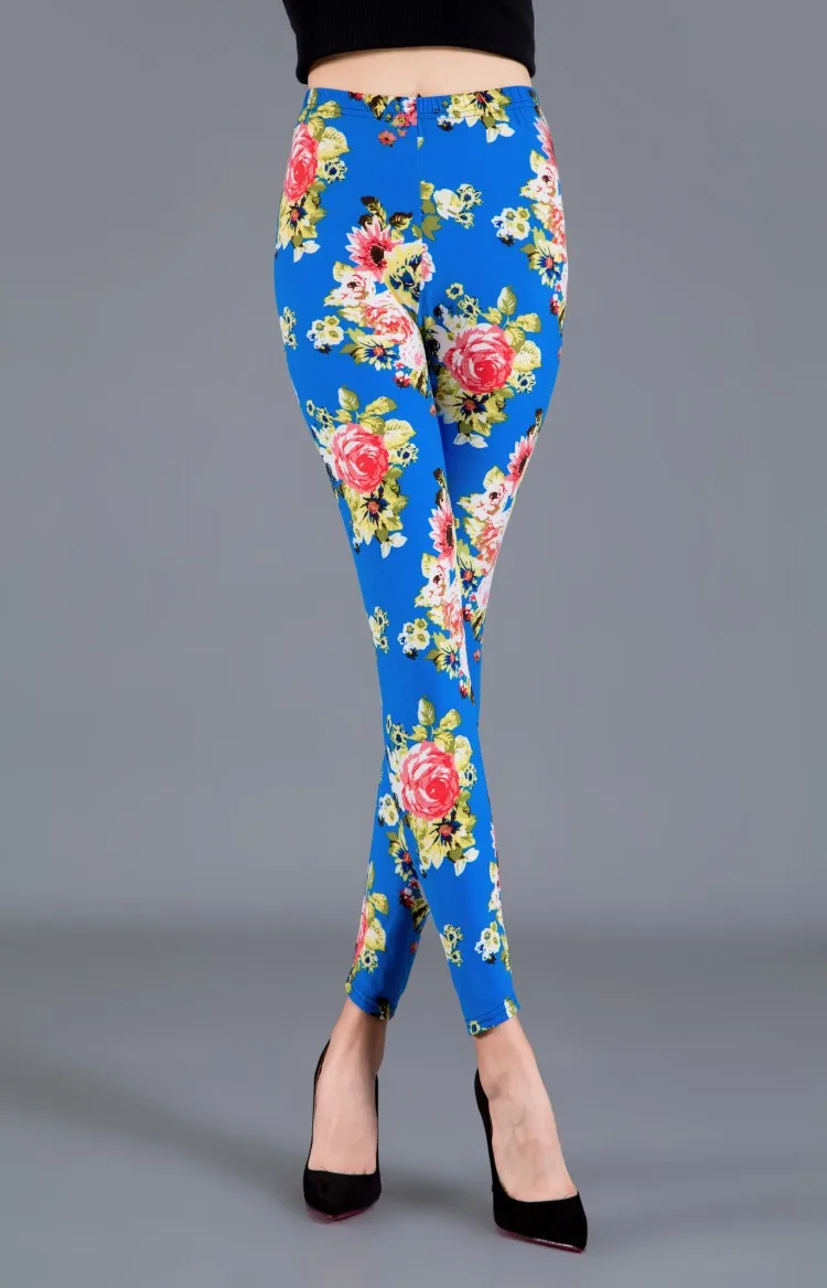 Trend Flower Print Sanding Milk Silk Slim Leggings Wear Elastic Large Size Women's Pants Womens Leggings Pants Printed Leggings