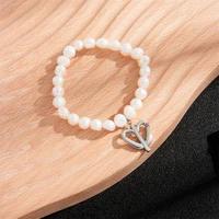 new baroque natural pearl pink heart pendant bracelets for woman fashion jewelry girls elegant and sweet uno charm bracelet