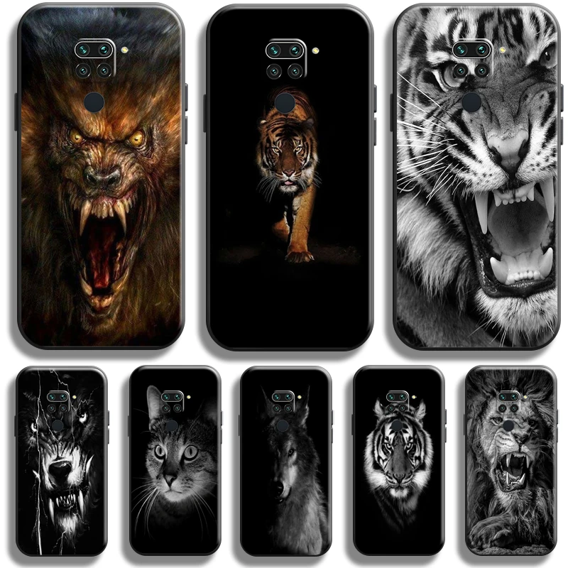 

Lion Eagle Dog Tiger Cat Wolf For Xiaomi Redmi Note 9 5G 9T 9S 9 Pro Phone Case Funda Back Liquid Silicon Silicone Cover Black