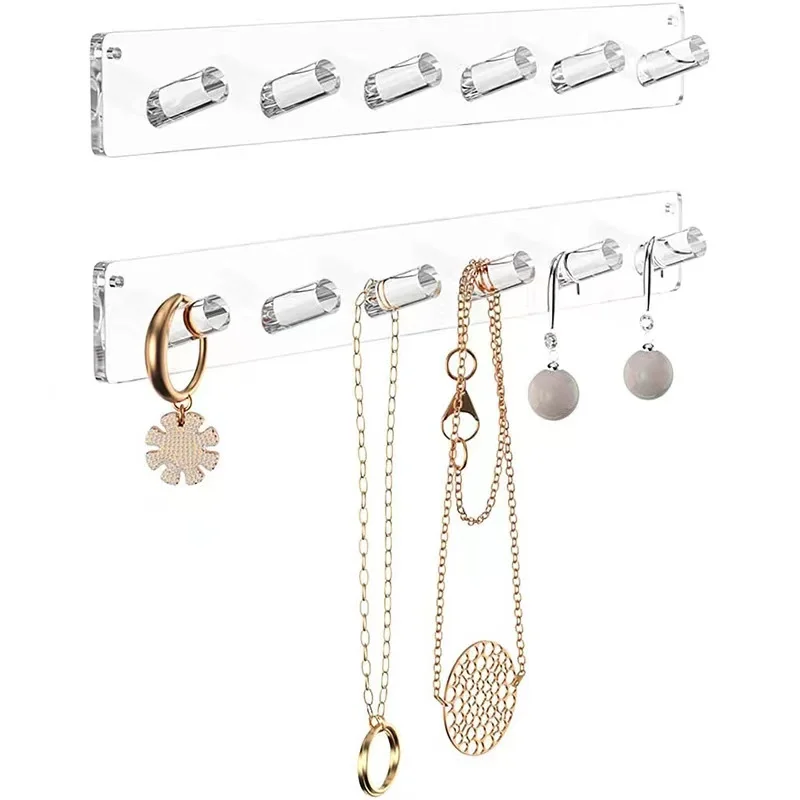 

Transparent Acrylic necklace storage rack jewelry rack Display Organizer Shape Hooks Wall Mounted Necklace Hanger