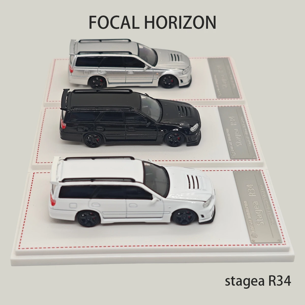 Фото Модель автомобиля FH Stagea R34 1:64 JDM Station Wagon из литого металла с открывающимся капотом и видимыми деталями двигателя. В наличии, готов к отправке. №5