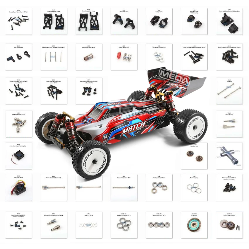 

WLtoys 104001 1/10 RC Car Spare Parts Set Ball Head Screw Bearing Receiver Board Cooling Fan Dog Bone Central Drive Shaft