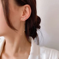 s925 silver needle long rhinestone electrocardiogram tassel earrings female earings fashion jewelry 2020 chinese fashion