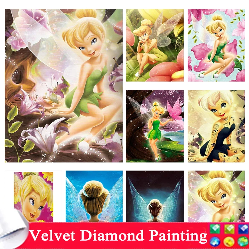 

Diy 5D Drill Diamond Painting Cartoon Characters Tinker Bell Full Square/Round Embroidery Cross Stitch Kits Home Decor Art Jh203