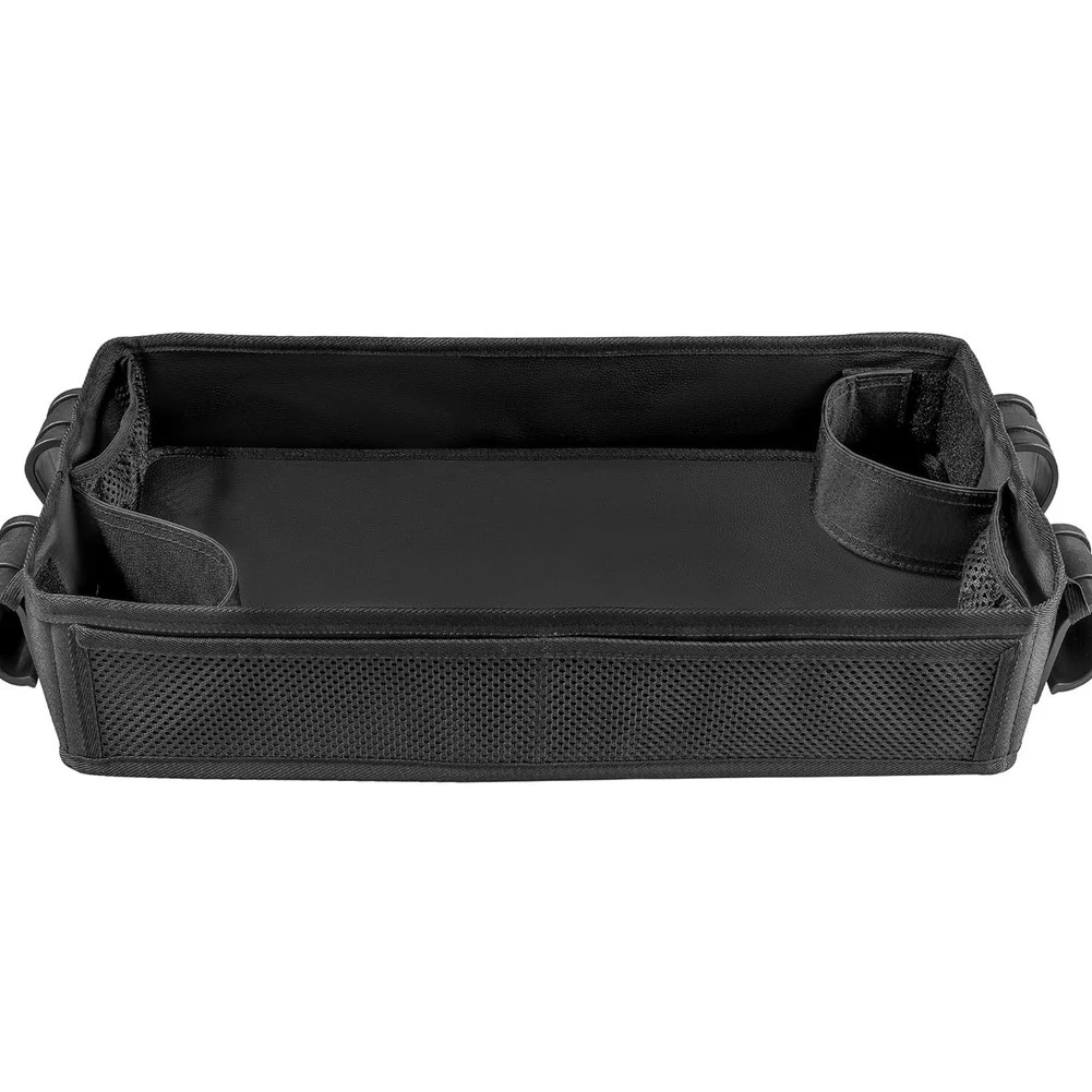 Фото Черный поднос-органайзер для коляски Wonderfold Wagon: держатель для еды, закусок и стаканов, портативный органайзер для детской тележки, аксессуар для путешествий на природе №4