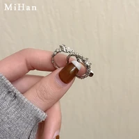 mihan fashion jewelry 2 pcs geometric ring popular design high quality shiny crystal metal ring for celebration gifts