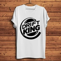 drift king badge funny t shirt unisex kawaii hamburger style streetwear tee men white casual short sleeve cotton shirt