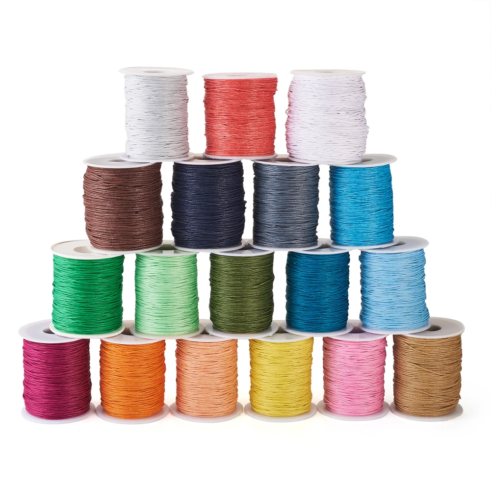 

100yards/roll 1mm Waxed Cotton Thread Beading Braided Cords Macrame String For Jewelry Making DIY Bracelet Necklaces Supplies