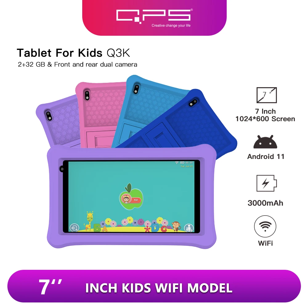 QPS Q3K Android Kid Tablet 7 inch 2GB RAM 32GB Rom 3000mAh  Children's educational learning tablet