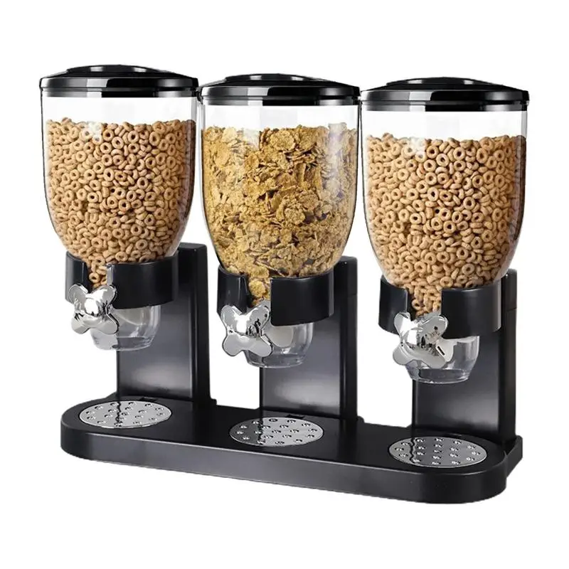 

2L Triple Dry Food Dispenser With Lid Multifunction Storage Organizer Container For Candy Nut Flour Cereal Wheat Flour Case NEW