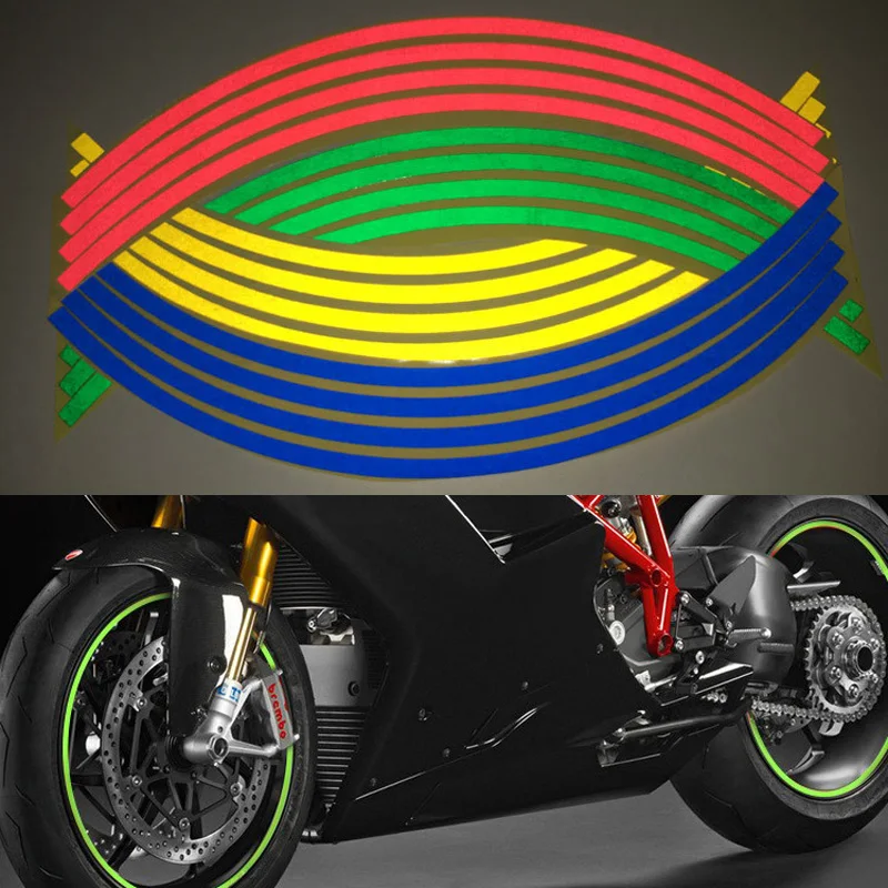 

Wheel Sticker Reflective Rim Stripe Tape Bike Motorcycle Car Decorative Tape for 18'' Strips Reflective Stickers