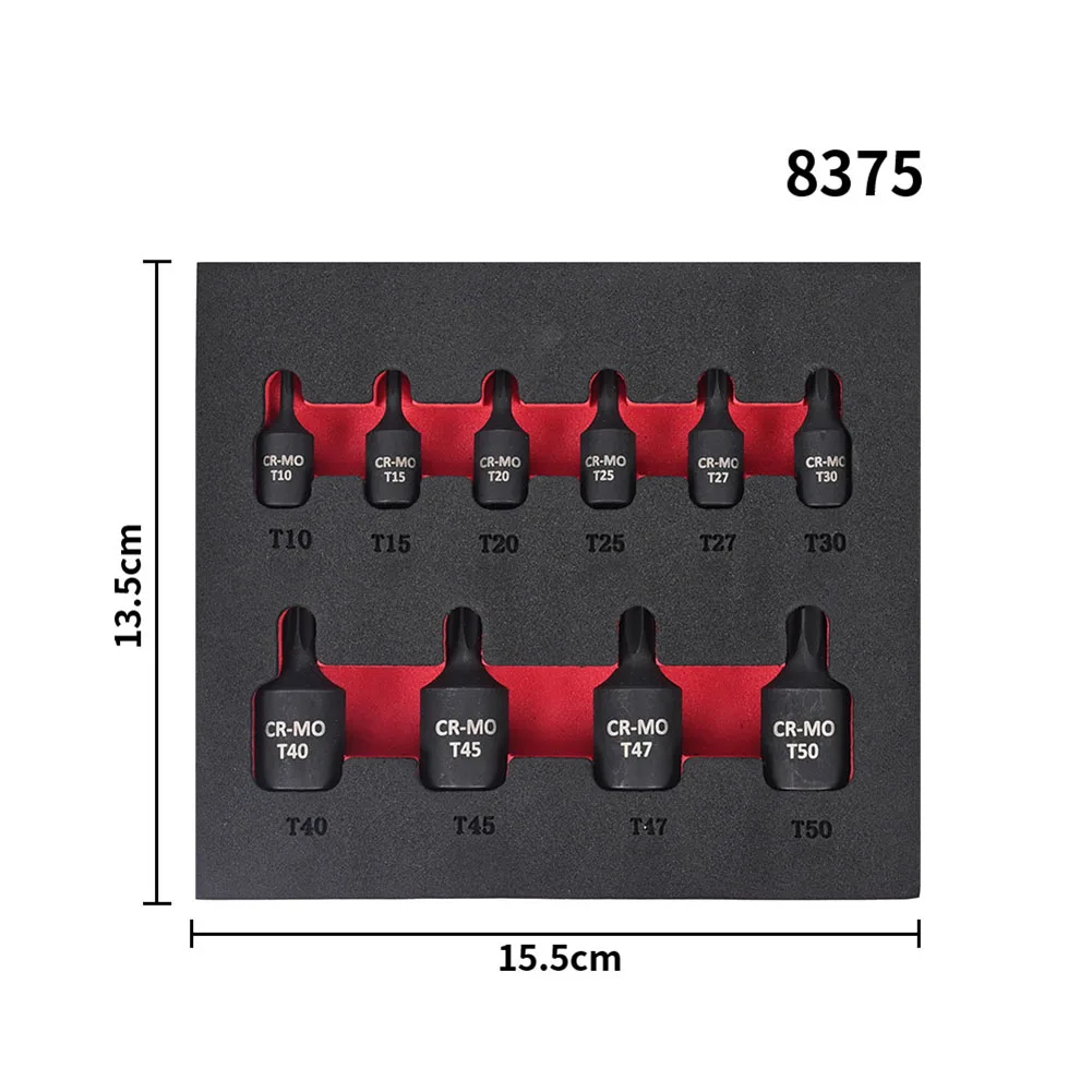 

10pcs Torx Bit Socket 3/8 Inch 38mm T10 T15 T20 T25 T27 T30 T40 T45 T47 T50 Chrome Vanadium Steel For Factory Home Repair Work