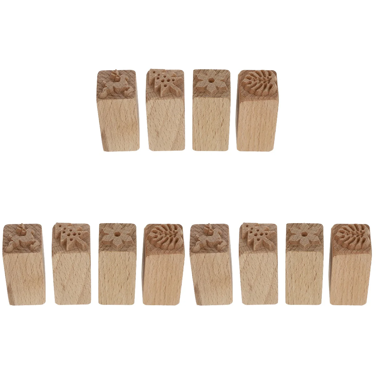 

12 pcs Cake Mold Wood Dessert Seal Stampers DIY Cookie Molds Cake Decorating Tools for Festival (Wood color)