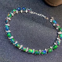 best gift natural and real new fashion 925 sterling silver fine jewelry black opal bracelet natural and real opal bracelet