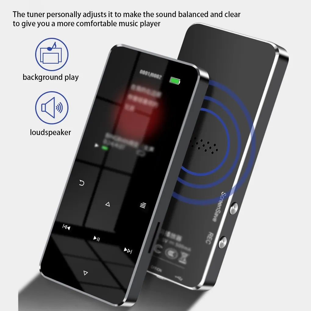 

2023 New MP3 Player With Bluetooth Built-in Speaker Touch Key FM Radio Video Play E-book HIFI Metal MP 4 Music Player 16G Best