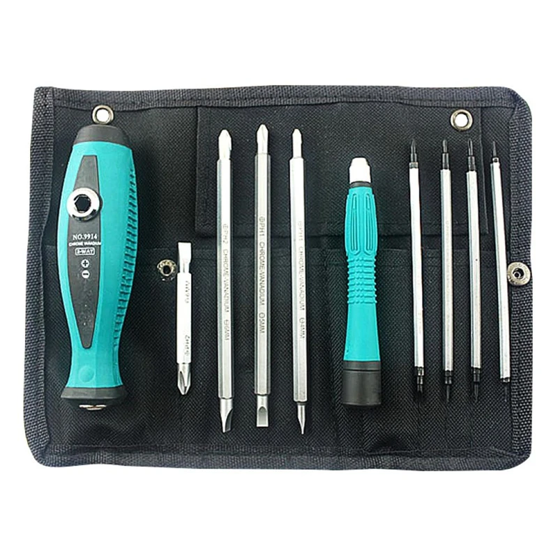 

10 in 1 Precision Magnetic Screwdriver Set & Cloth Bag Double Head Screwdriver Bits Durable Home Appliance Digital Repair Tools