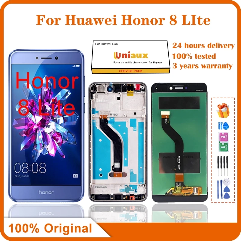 Экран дисплея 5,2 дюйма для Huawei Honor 8 Lite, ЖК-дисплей, сенсорный экран с рамкой для замены для Honor 8 Lite PRA-TL10 -TL20 LCD