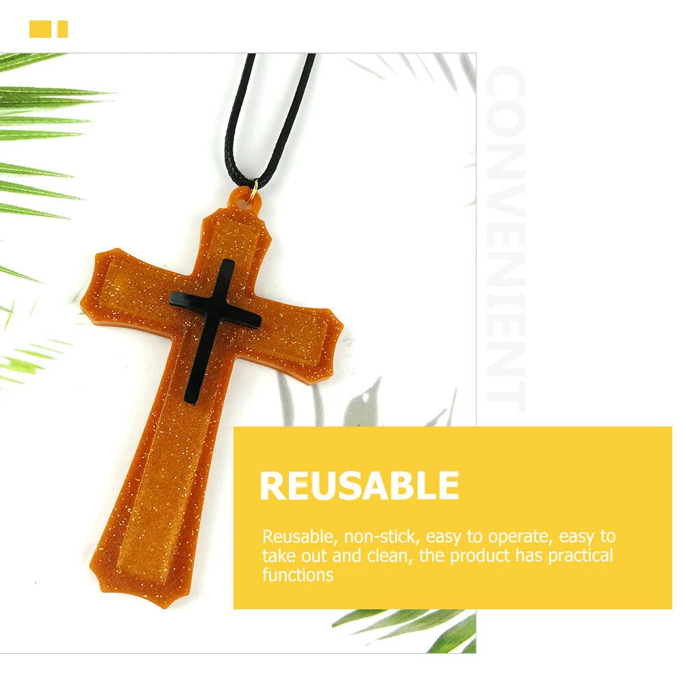 2pcs Cross Pendant Shaped Epoxy Silicone Mold DIY Cross Charm Ornament Mold Handicraft Silicone Mold