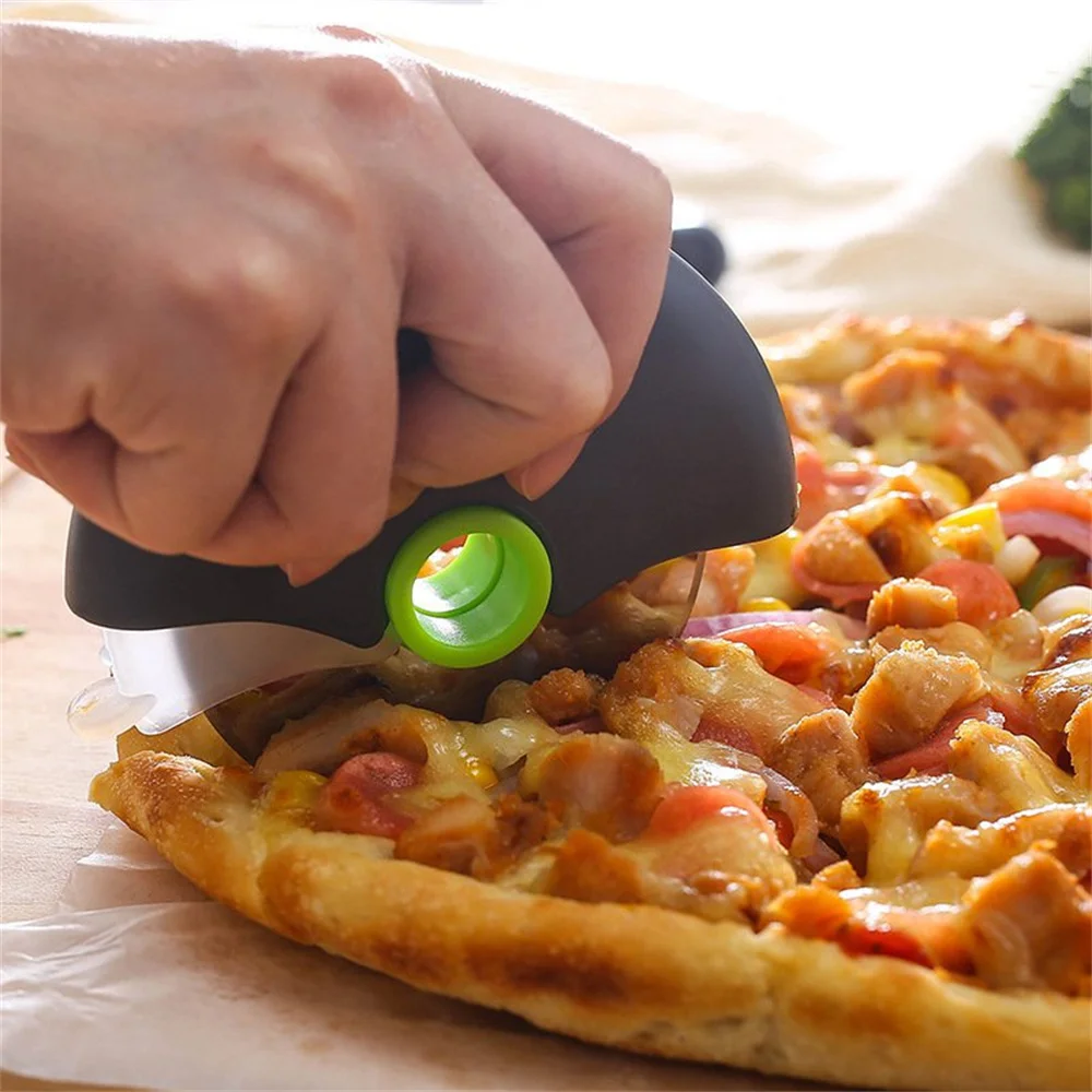

Pizza Knife Stainless Steel Pizza Cutter Round Roller with Cover Removable Wheel Home Kitchen Dough Pastry Baking Cutting Tool