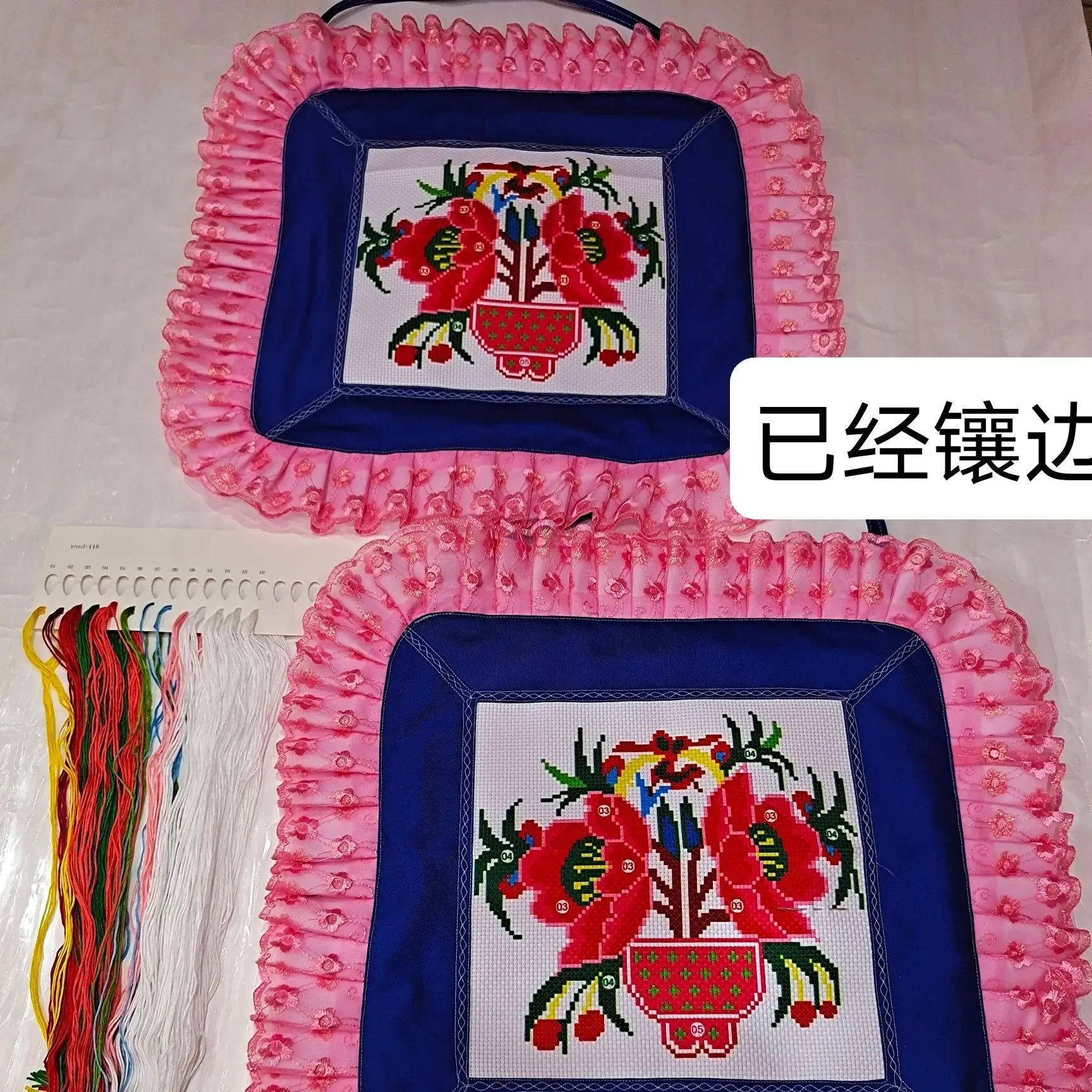 Подушка для дивана ручной работы с вышивкой крестиком 2 предмета по