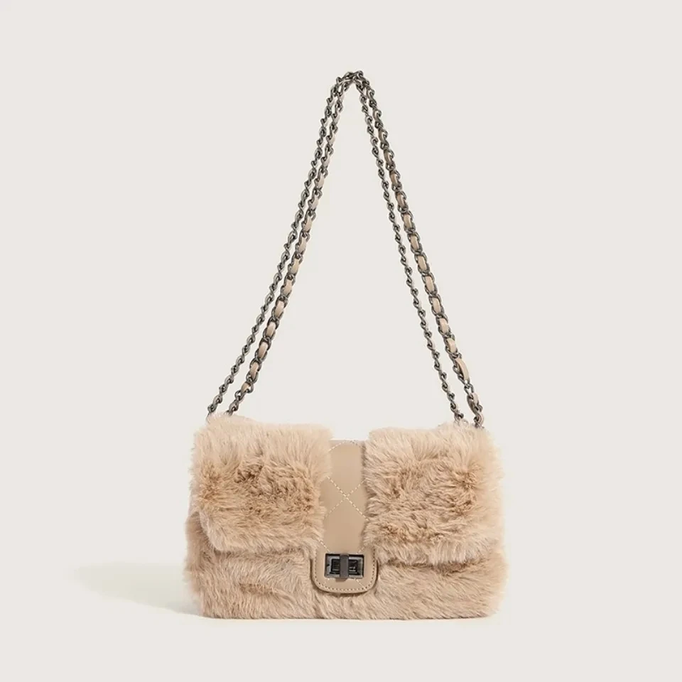 

Women's bag Fashion Ladies Plush Single shoulder bag New trend versatile shoulder chain cross-body bag