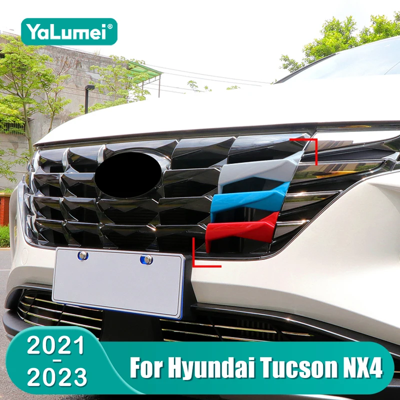 

Для Hyundai Tucson NX4 2021 2022 2023, гибридные N-линии, 3D передние решетки автомобиля, накладки, наклейки, аксессуары