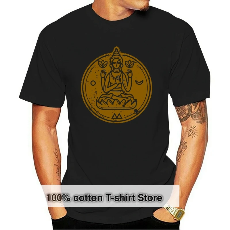 

DISTRESSED MEDITATION ZEN SPIRITUAL PEACE Womens Blue T-Shirt