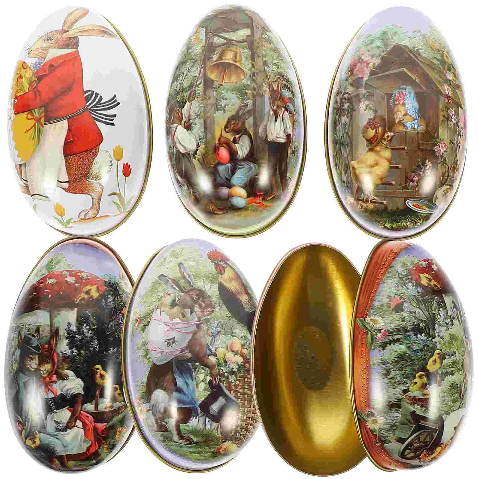

Easter Box Eggs Tin Tinplate Tins Candy Egg Gift Treat Empty Boxes Party Metal Storage Jar Tea Containers Giving Fillable