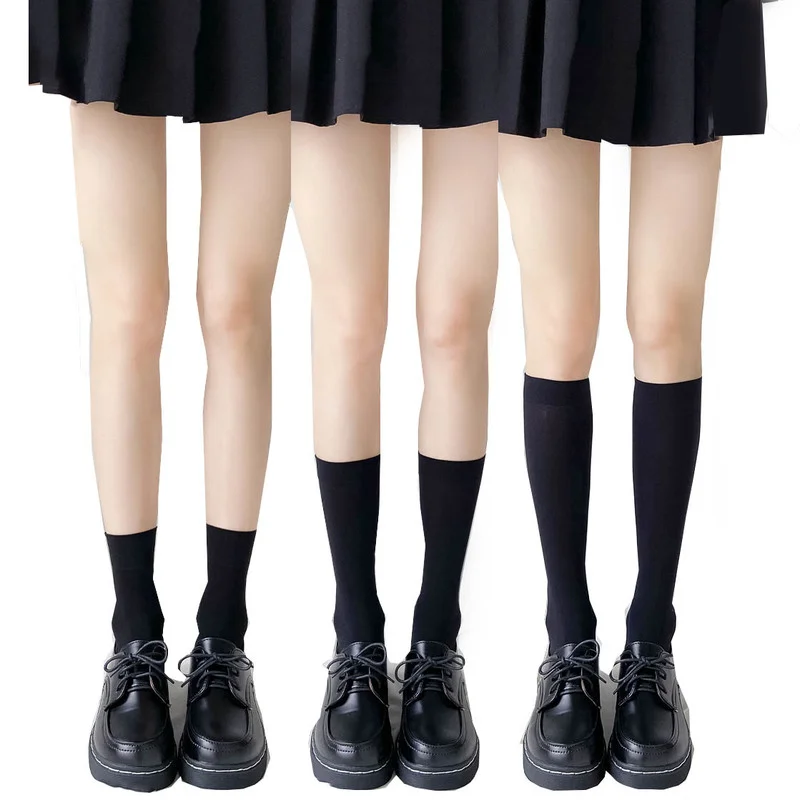Женские черные чулки до бедра Гольфы выше колена средней длины в стиле