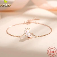 real 925 sterling silver jewelry zircon shell butterfly bracelet for women rose gold plating teenage girl accessories 2022 new