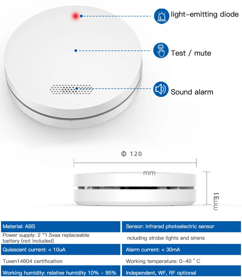 CoRui Graffiti intelligent WiFi fire smoke alarm household wireless smoke sound and light alarm sensor