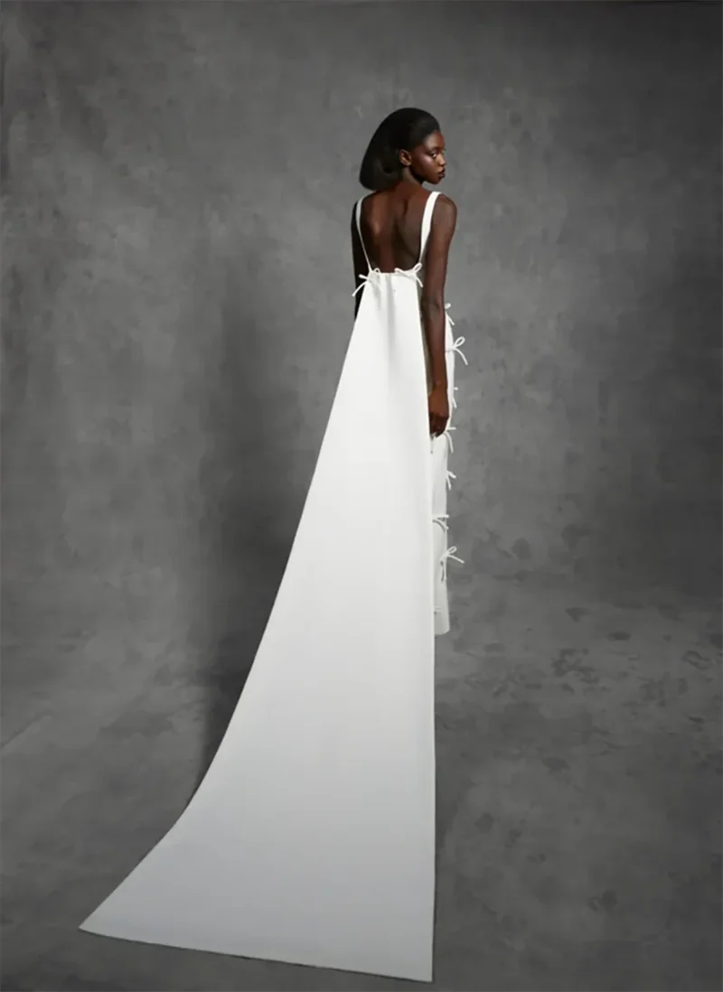 Платье женское вечернее эластичное ТРАПЕЦИЕВИДНОЕ на тонких бретельках с бантом