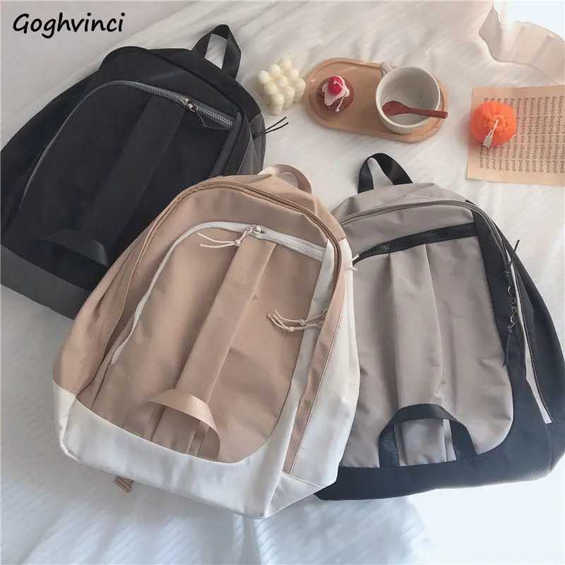 

Ins Student Backpacks Patchwork Large Capacity Waterproof School Nylon Bag Korean Design All-match College Laptop Bags Portable