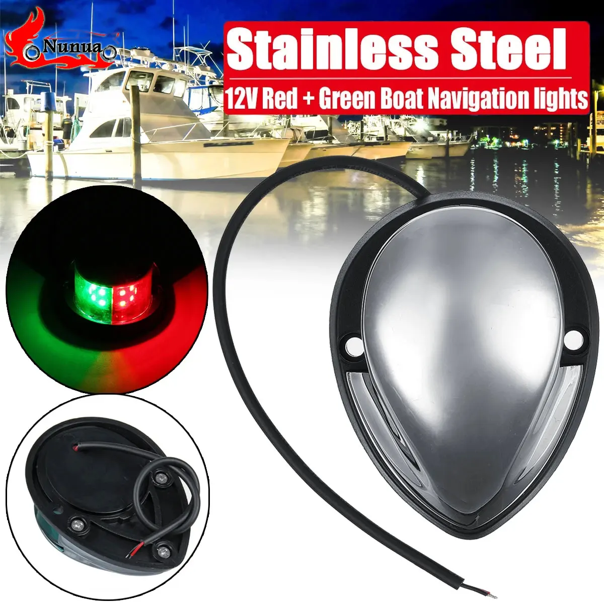 

12V LED Waterproof Navigation Lights Nav Lamp Starboard Marine Boat Yacht Bow