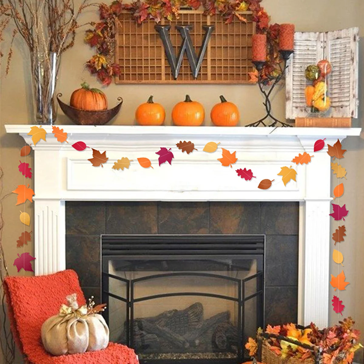 

Banner Hanging Garland Thanksgiving Maple Leaf Decor Fall Party Leaves Supplies Outdoor Indoor Gardenoutside Triangle