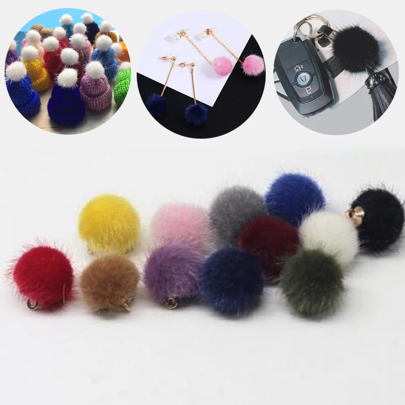 

10Pcs 16mm Fuxy Pompon Ball Mink Fur Pompoms Balls For Keychain Earring Charms Decoration Pom Pom Diy Craft Material Supplies