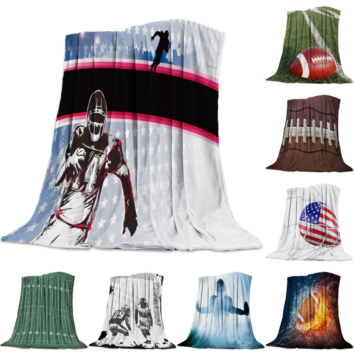 

Soft Warm Fleece Blanket American Football Star Enthusiastic Helmet Sports Winter Sheet Bedspread Sofa Throw Flannel Blankets