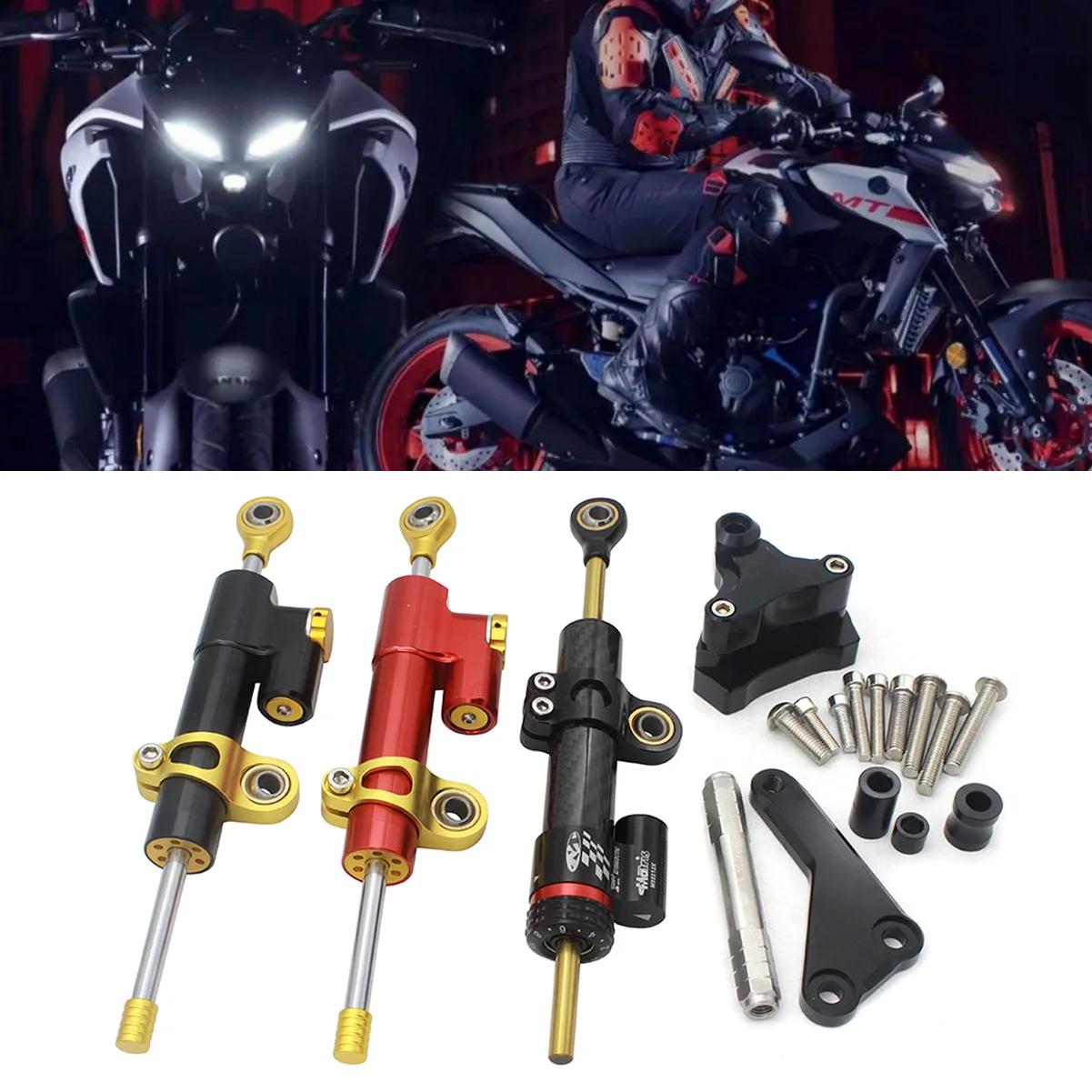 

Semspeed Steering Damper Stabilizer Motorcycle Yamaha MT03 2018-2021 Shock Absorber Directional Damper Mount Bracket Support Kit