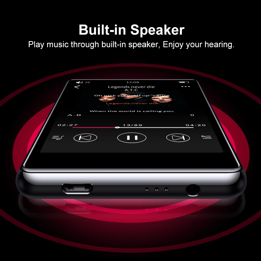 Support Bluetooth-compatible MP3 Player with High Resolution and Full Touch Screen Built-in Speaker HiFi Lossless Sound Player enlarge