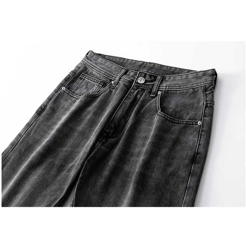 Men Clothing New Pattern Recreational Vintage Broad Leg Black Jeans Straight Cylinder Large  Loose Trousers Autumn Female Sex