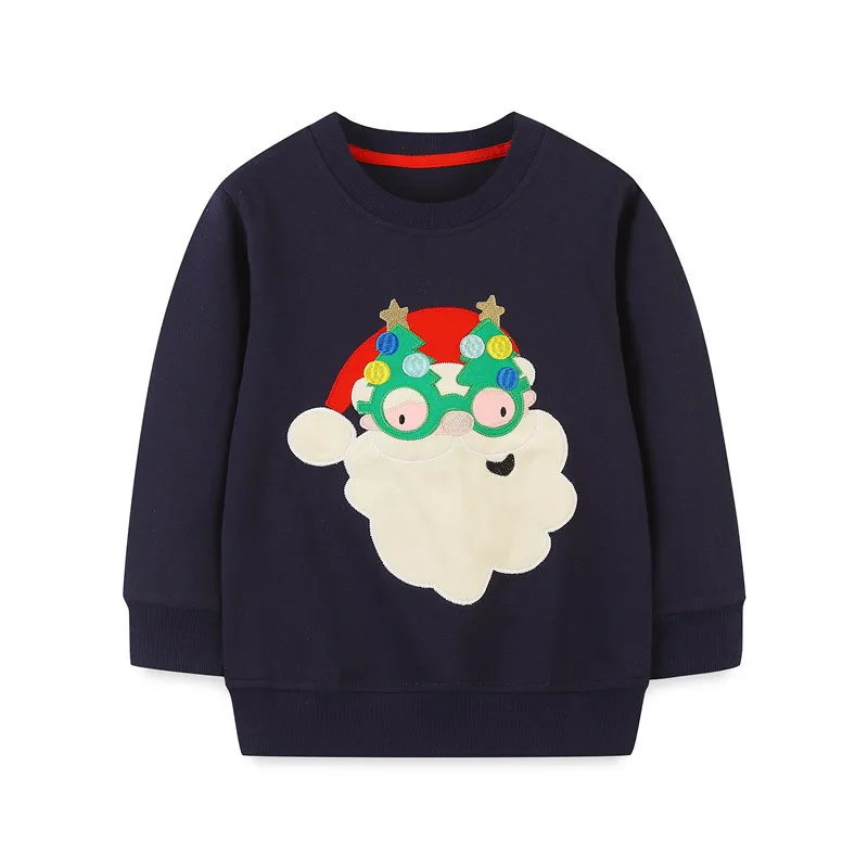 

Jumping Meters 2-7T Baby Sweatshirts Santa Claus Applique Autumn Spring Hooded Long Sleeve Girls Toddler Clothing Kids Shirts