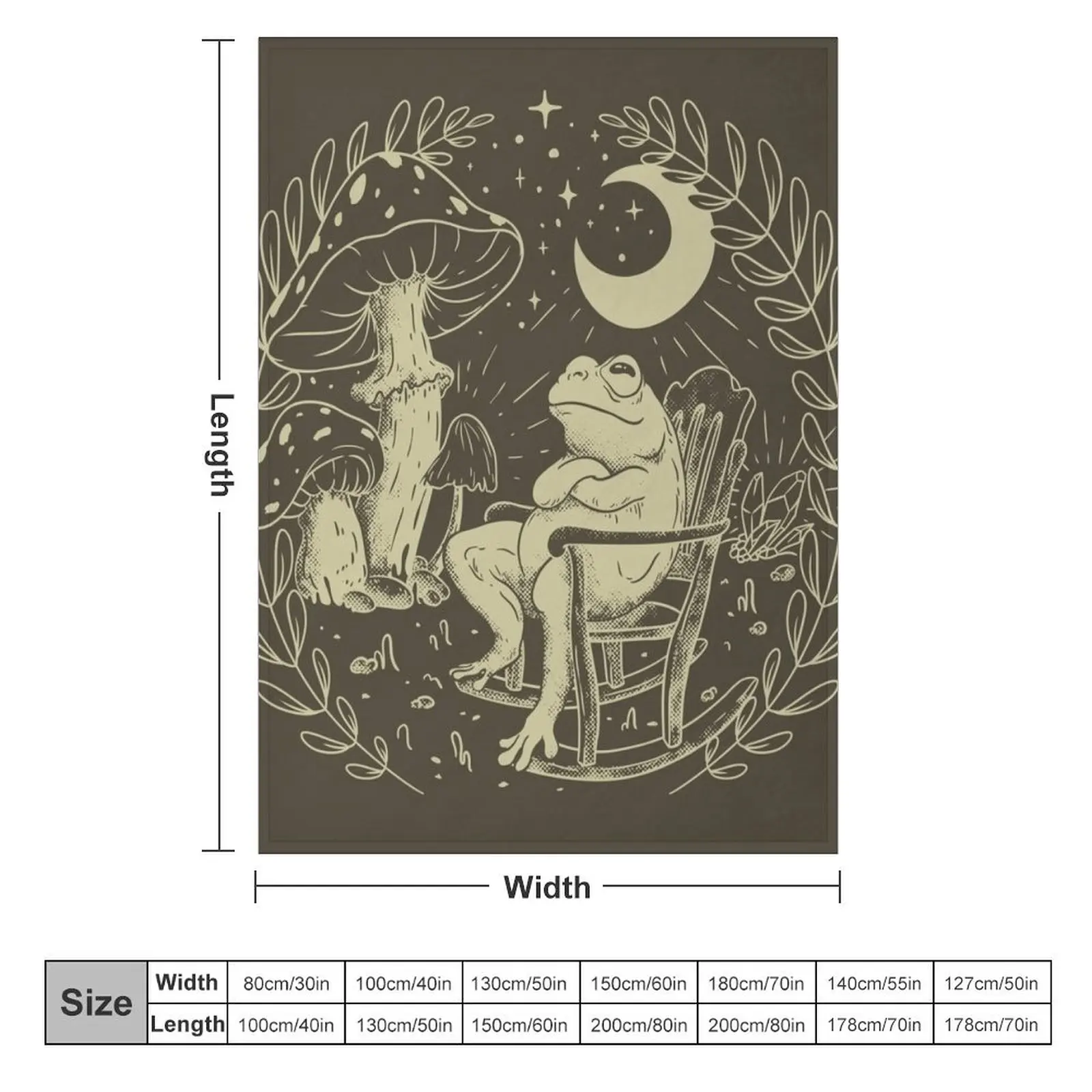 Goblincore Aesthetic Cottagecore Frog Chilling - Хаки waiting for grzyb to grow Mycology Fungi Shrooms Fo Throw Blanket